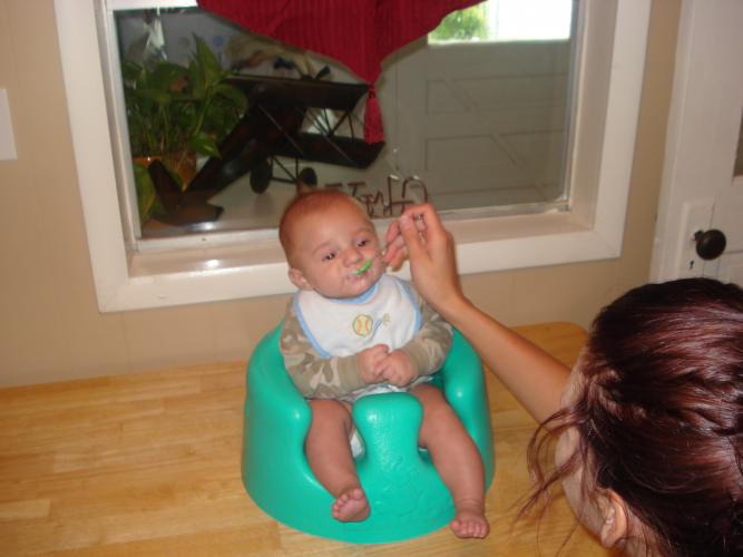 Landon 4 mo old..yummy cereal